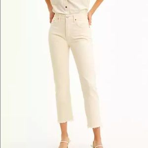 Off white Levi’s 501 high waisted cropped raw hem